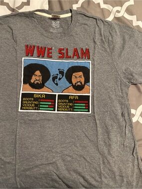 Homage WWE Gray Slam Graphic Wild Samoans Tee.